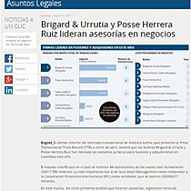 Brigard & Urrutia y Posse Herrera Ruiz lideran asesoras en negocios